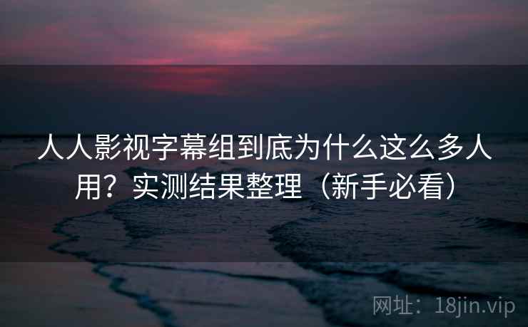 人人影视字幕组到底为什么这么多人用？实测结果整理（新手必看）